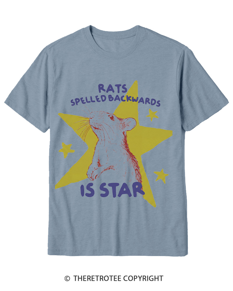 TheRetroTee Rats Spelled Backwards is Star 1990s Cotton T-Shirt
