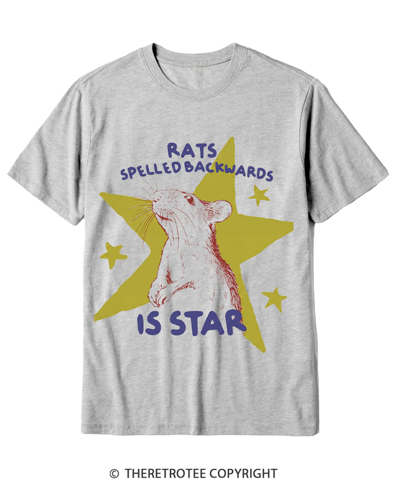 TheRetroTee Rats Spelled Backwards is Star 1990s Cotton T-Shirt