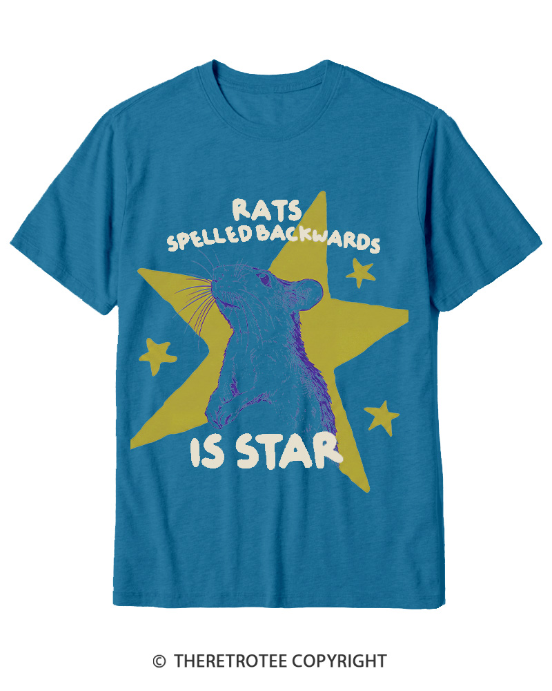 TheRetroTee Rats Spelled Backwards is Star 1990s Cotton T-Shirt