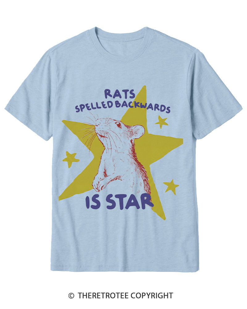 TheRetroTee Rats Spelled Backwards is Star 1990s Cotton T-Shirt