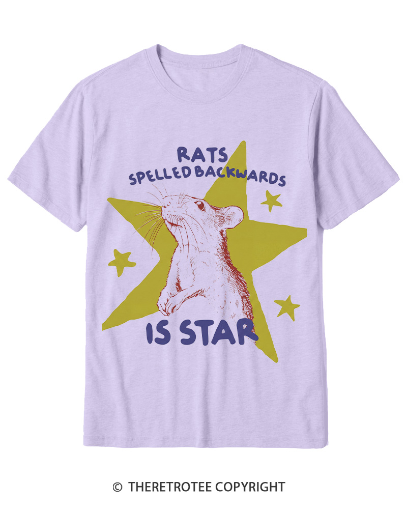 TheRetroTee Rats Spelled Backwards is Star 1990s Cotton T-Shirt