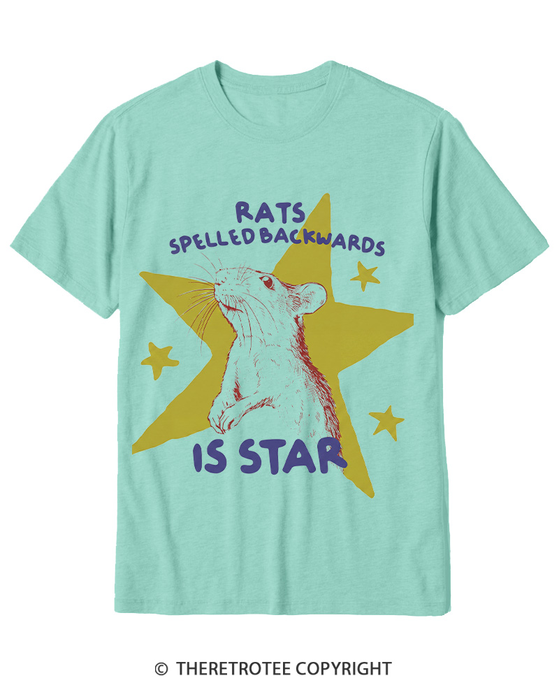 TheRetroTee Rats Spelled Backwards is Star 1990s Cotton T-Shirt