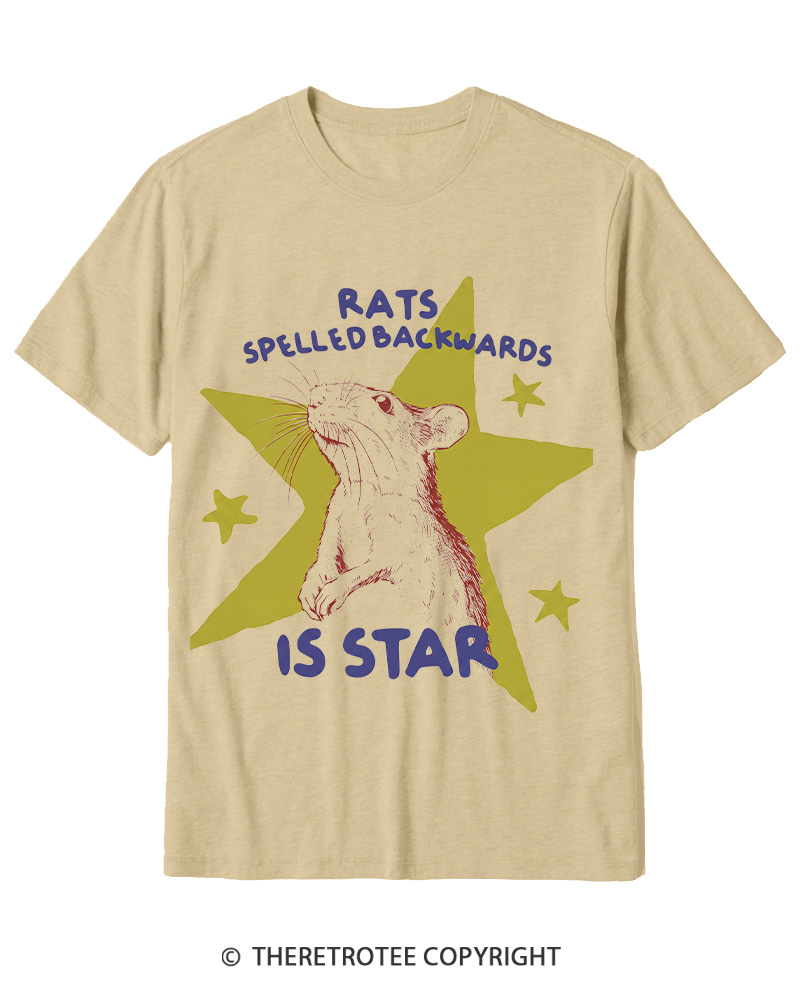 TheRetroTee Rats Spelled Backwards is Star 1990s Cotton T-Shirt