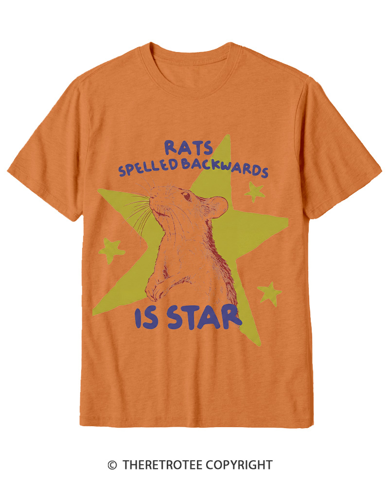 TheRetroTee Rats Spelled Backwards is Star 1990s Cotton T-Shirt