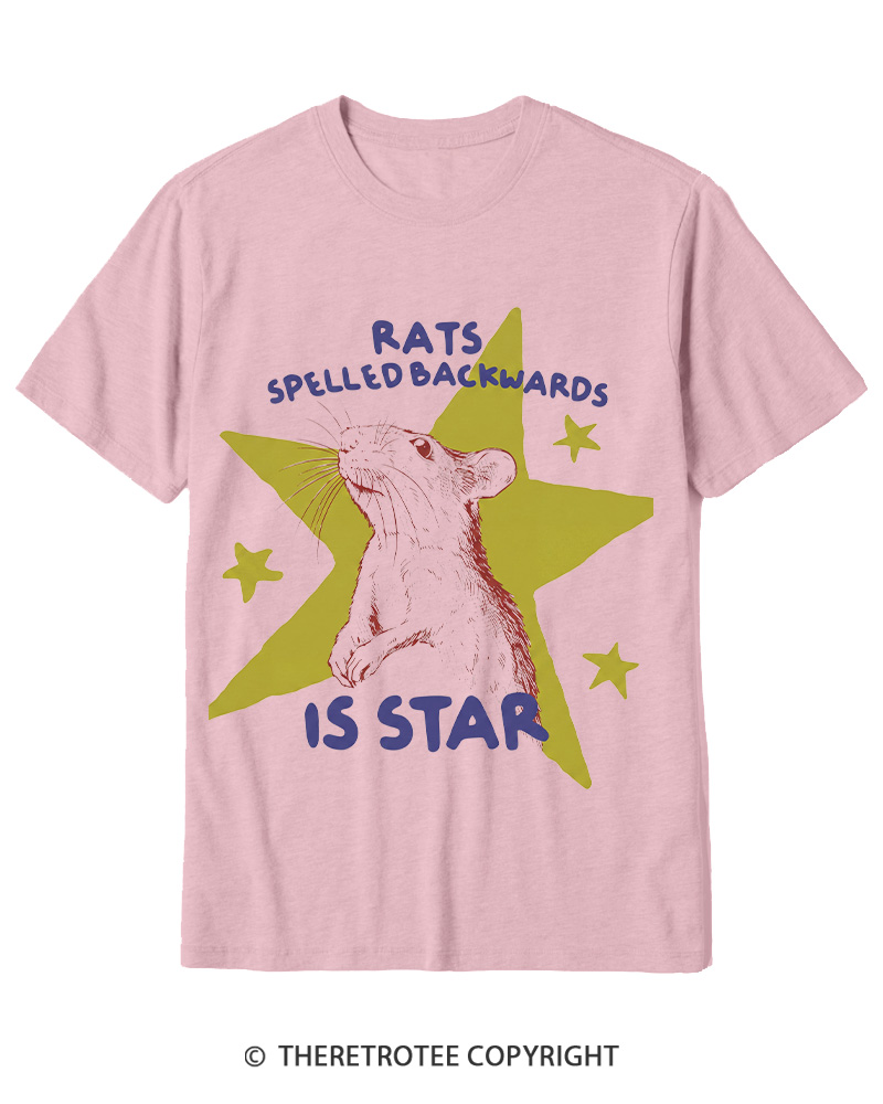 TheRetroTee Rats Spelled Backwards is Star 1990s Cotton T-Shirt