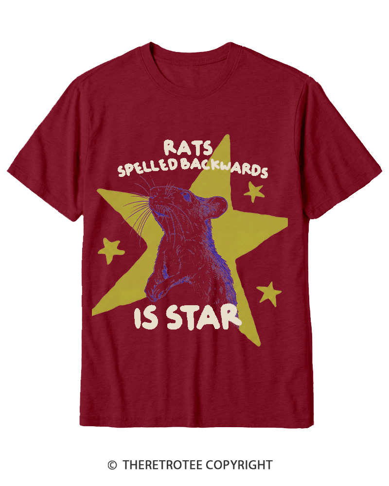 TheRetroTee Rats Spelled Backwards is Star 1990s Cotton T-Shirt