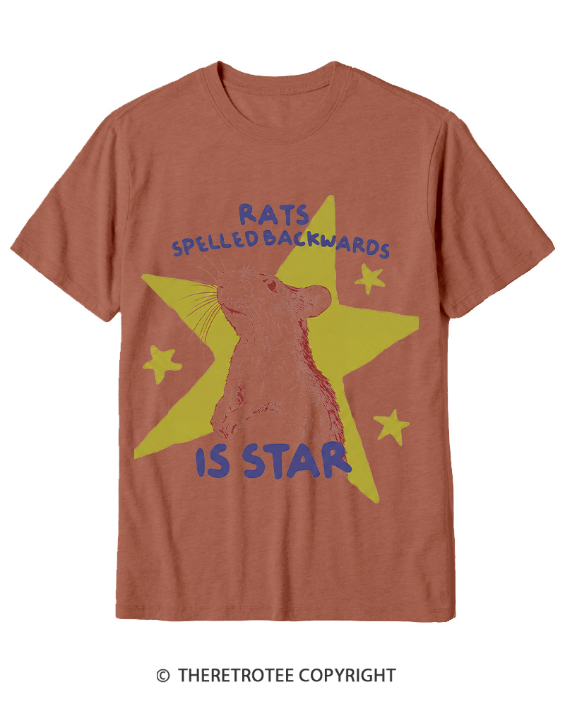 TheRetroTee Rats Spelled Backwards is Star 1990s Cotton T-Shirt