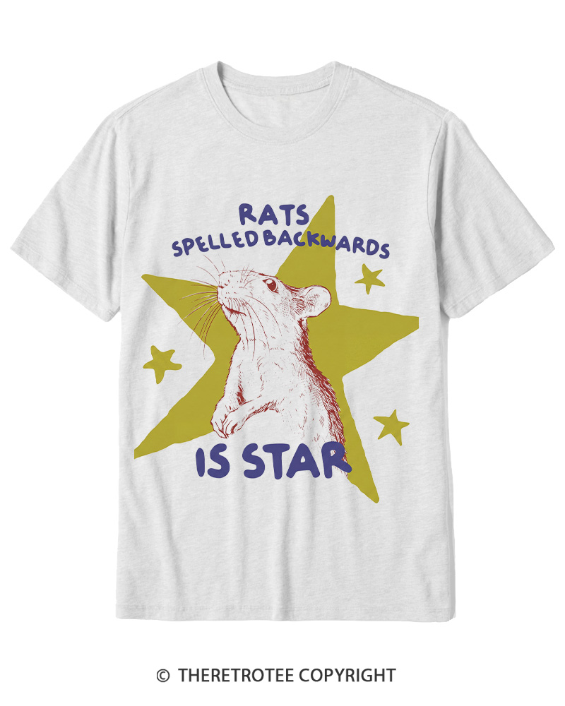 TheRetroTee Rats Spelled Backwards is Star 1990s Cotton T-Shirt