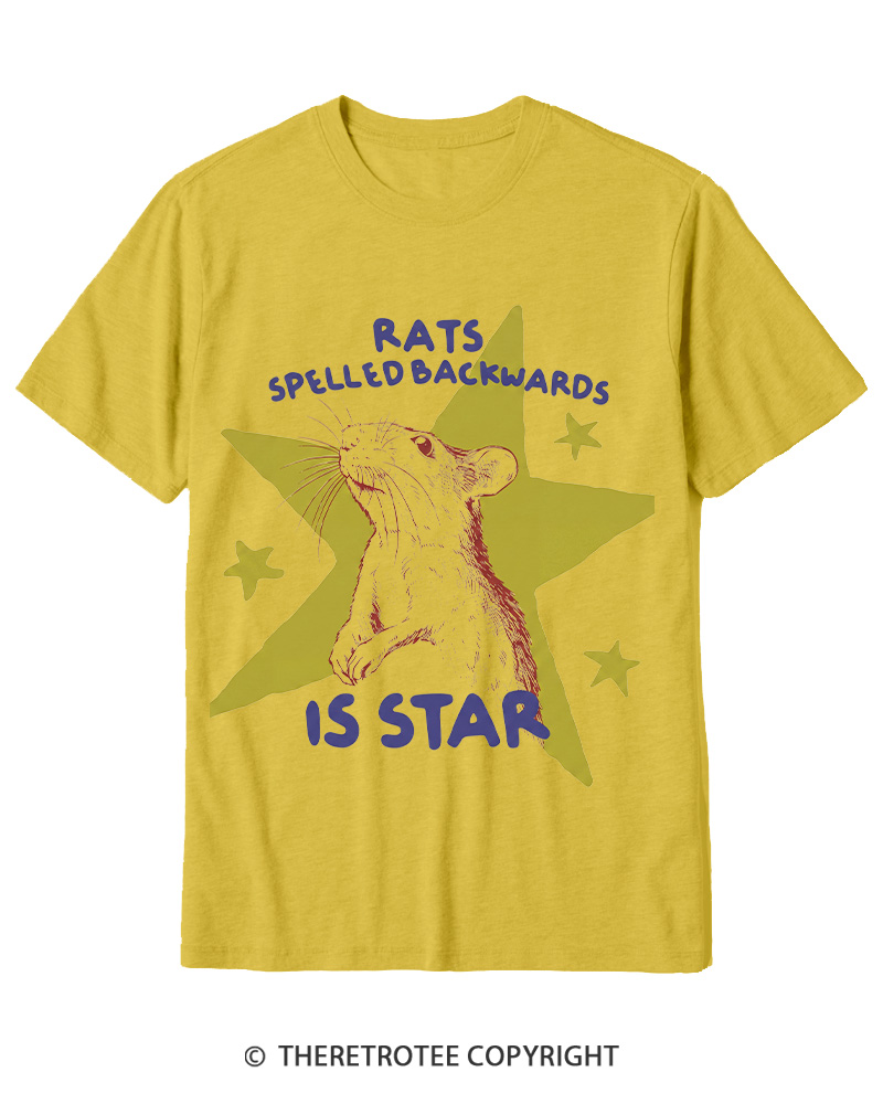 TheRetroTee Rats Spelled Backwards is Star 1990s Cotton T-Shirt