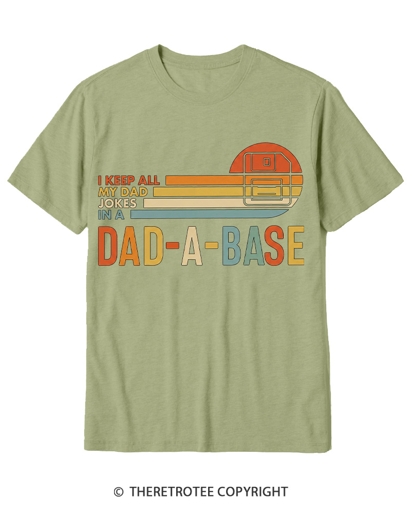 TheRetroTee I Keep All My Dad Jokes In A Dad-a-base 1970s Cotton T-Shirt