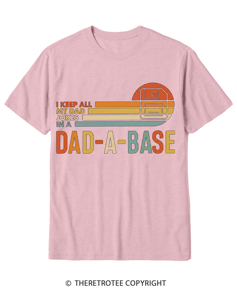 TheRetroTee I Keep All My Dad Jokes In A Dad-a-base 1970s Cotton T-Shirt