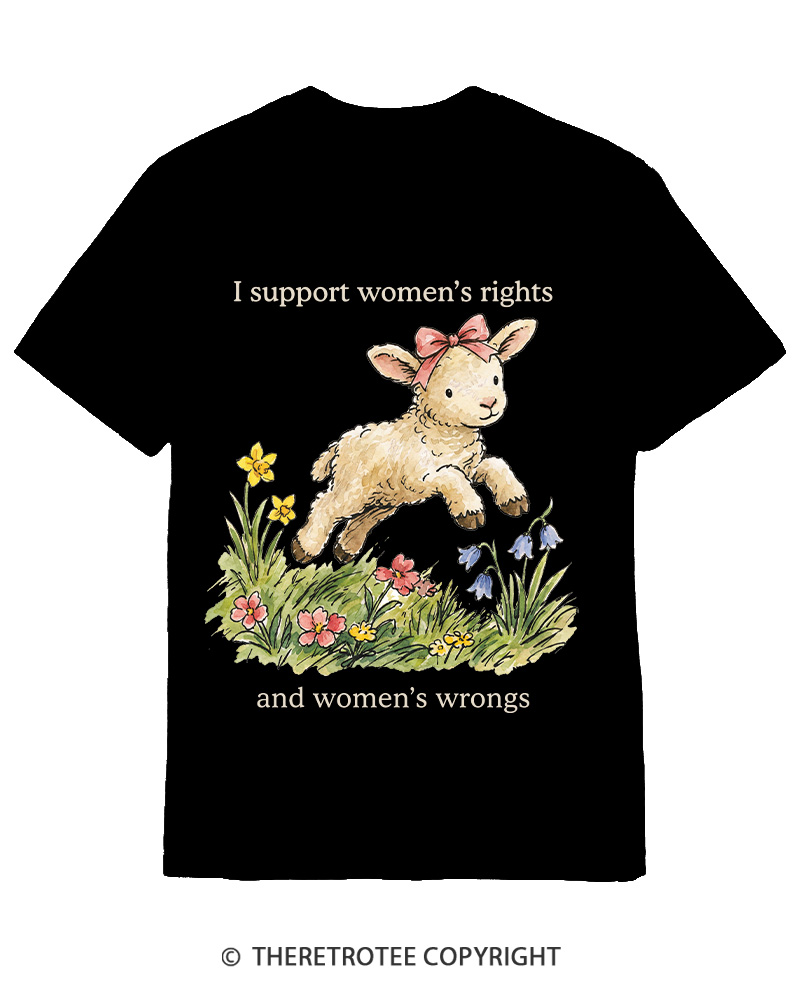 TheRetroTee I Support Women's Rights And Wrongs 1970s Cotton T-Shirt