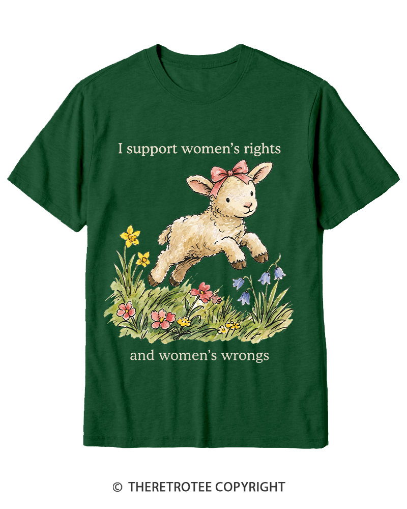 TheRetroTee I Support Women's Rights And Wrongs 1970s Cotton T-Shirt