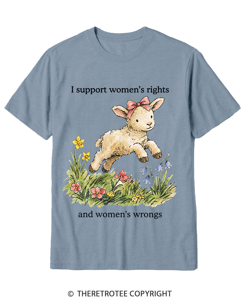 TheRetroTee I Support Women's Rights And Wrongs 1970s Cotton T-Shirt