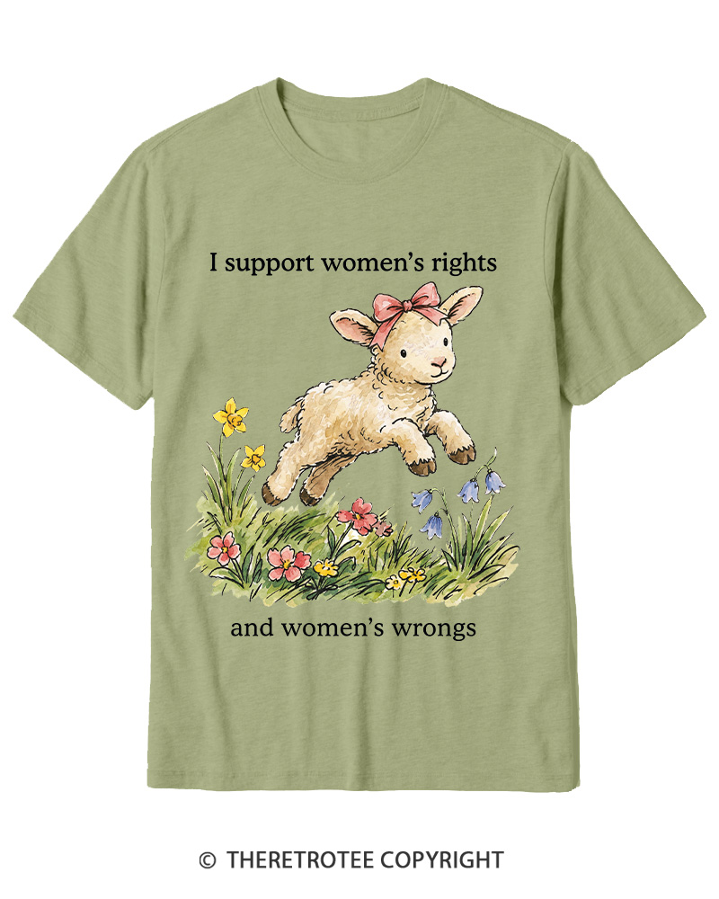 TheRetroTee I Support Women's Rights And Wrongs 1970s Cotton T-Shirt