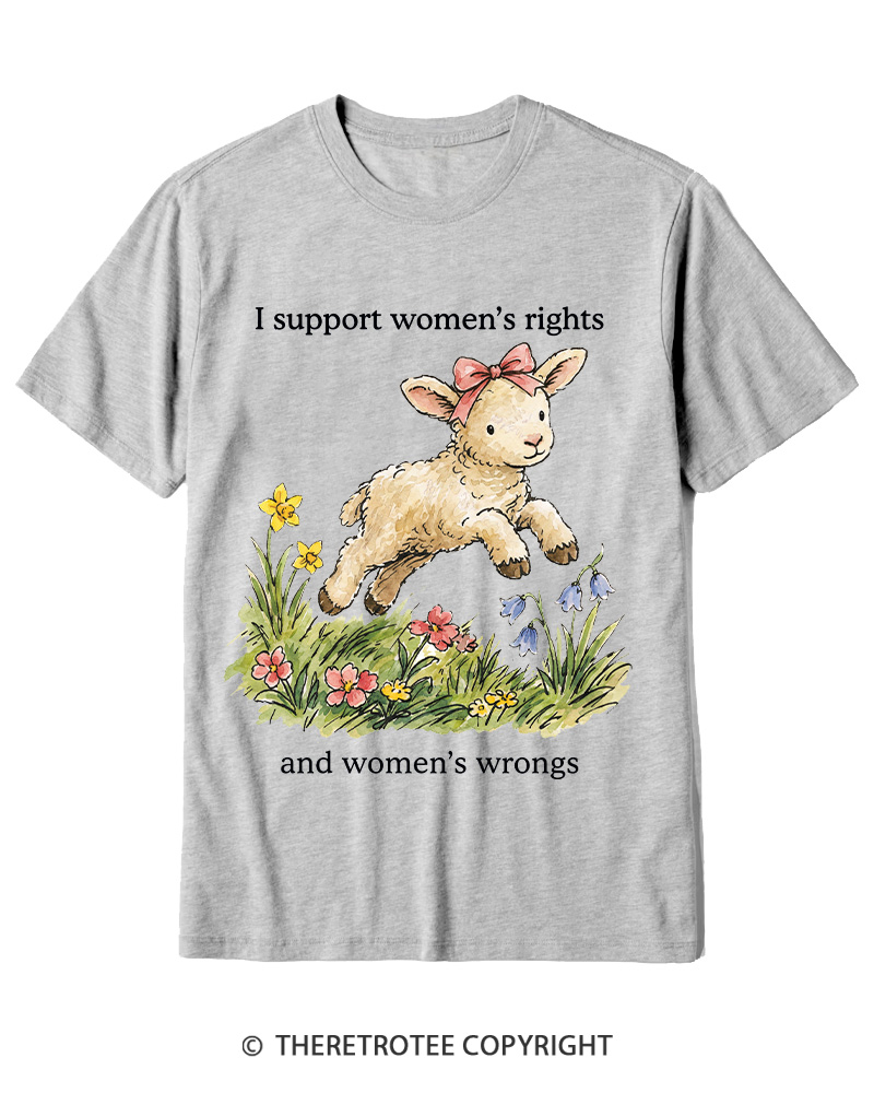 TheRetroTee I Support Women's Rights And Wrongs 1970s Cotton T-Shirt