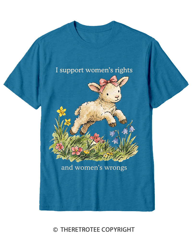 TheRetroTee I Support Women's Rights And Wrongs 1970s Cotton T-Shirt