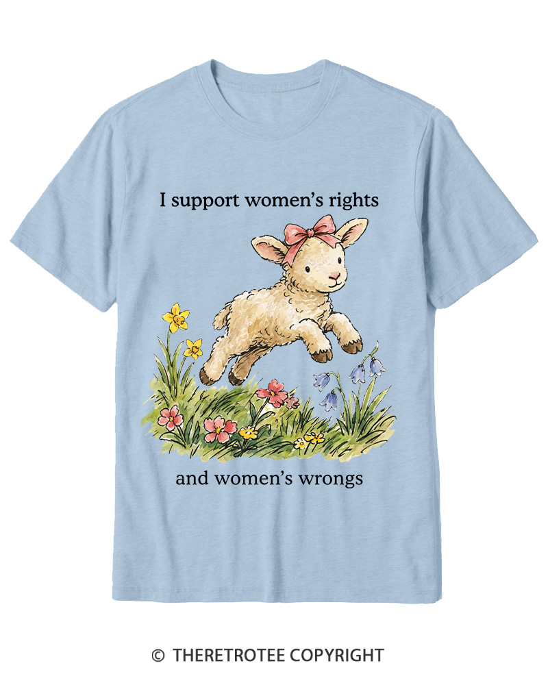TheRetroTee I Support Women's Rights And Wrongs 1970s Cotton T-Shirt