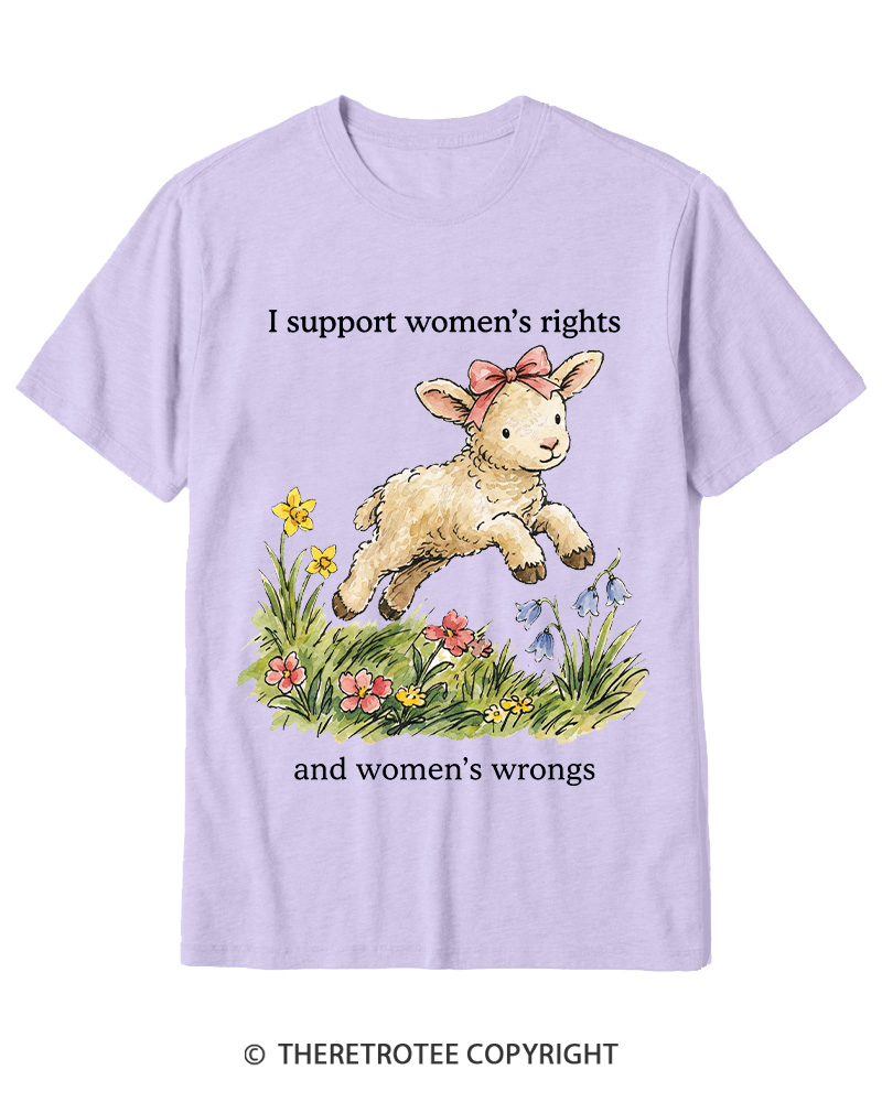 TheRetroTee I Support Women's Rights And Wrongs 1970s Cotton T-Shirt