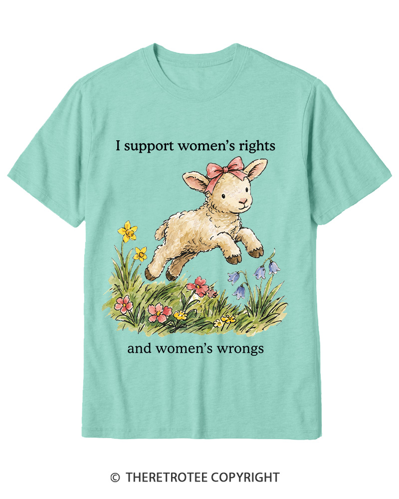 TheRetroTee I Support Women's Rights And Wrongs 1970s Cotton T-Shirt