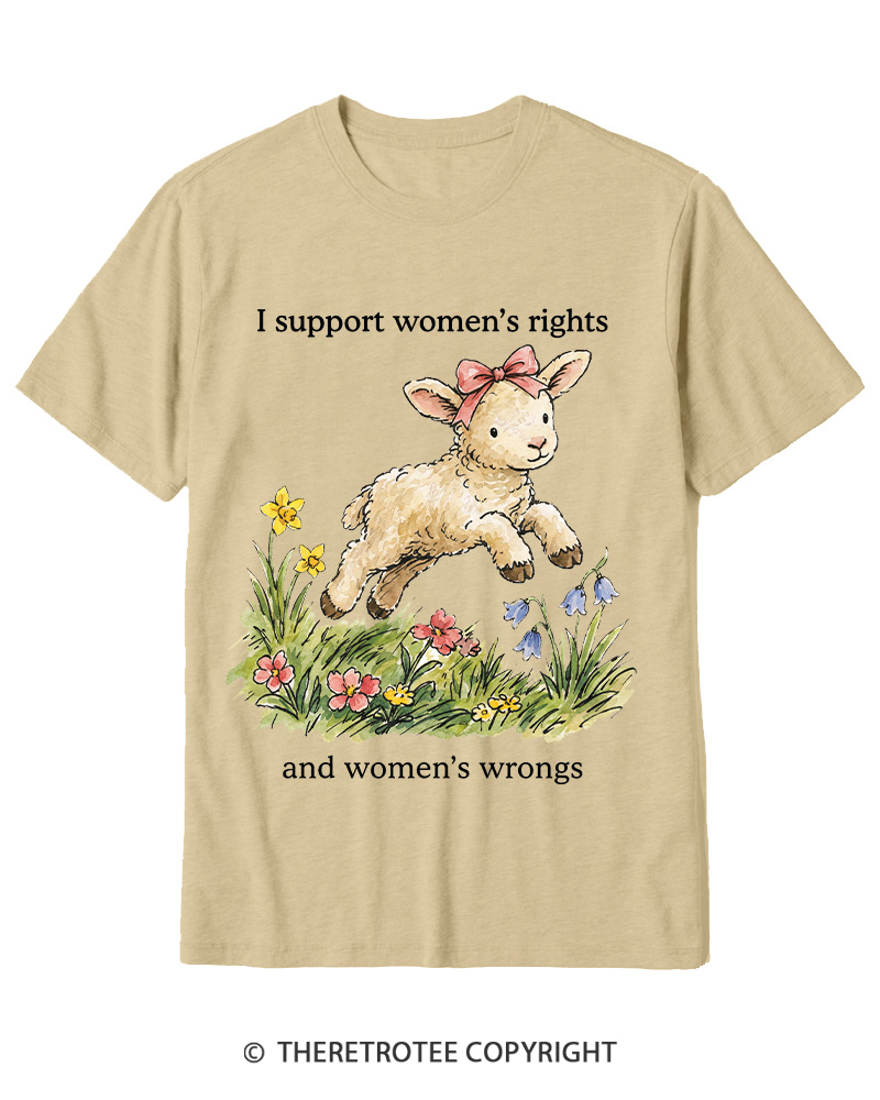 TheRetroTee I Support Women's Rights And Wrongs 1970s Cotton T-Shirt