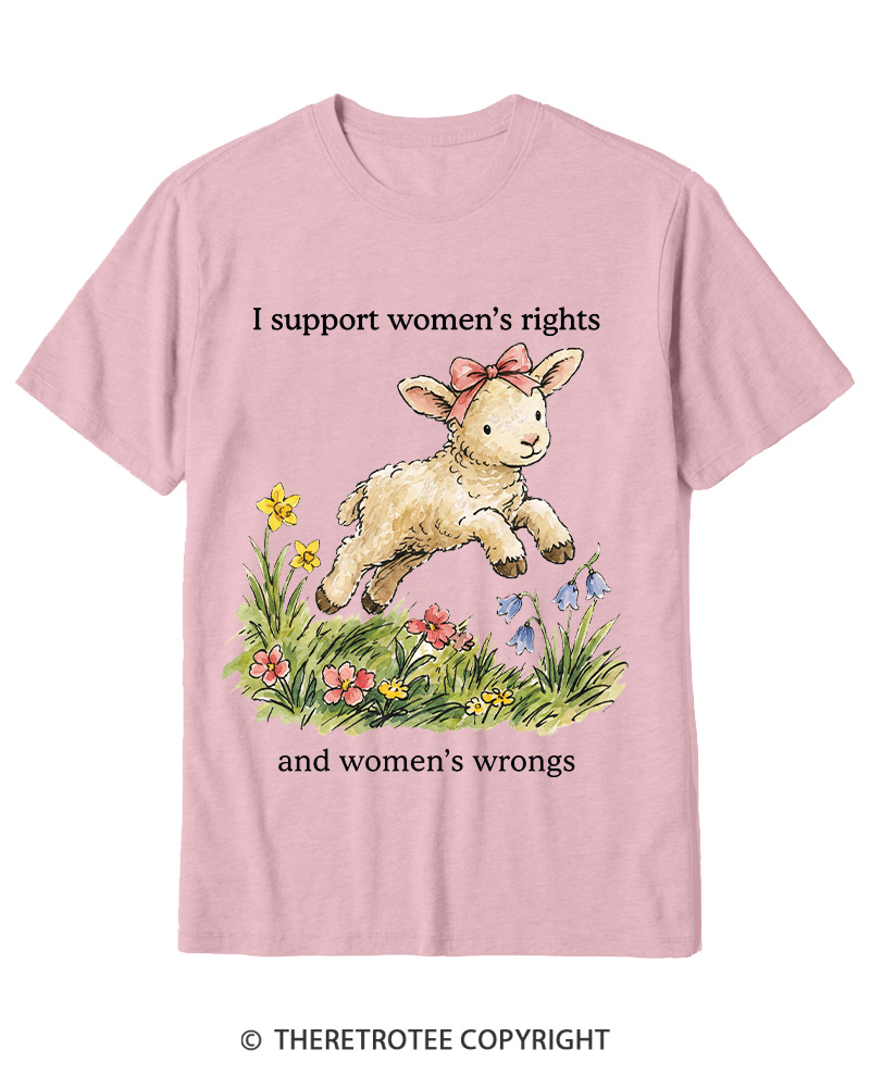 TheRetroTee I Support Women's Rights And Wrongs 1970s Cotton T-Shirt