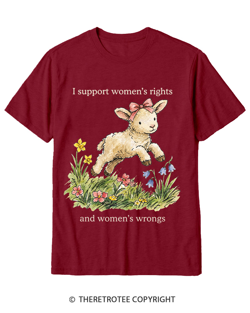 TheRetroTee I Support Women's Rights And Wrongs 1970s Cotton T-Shirt