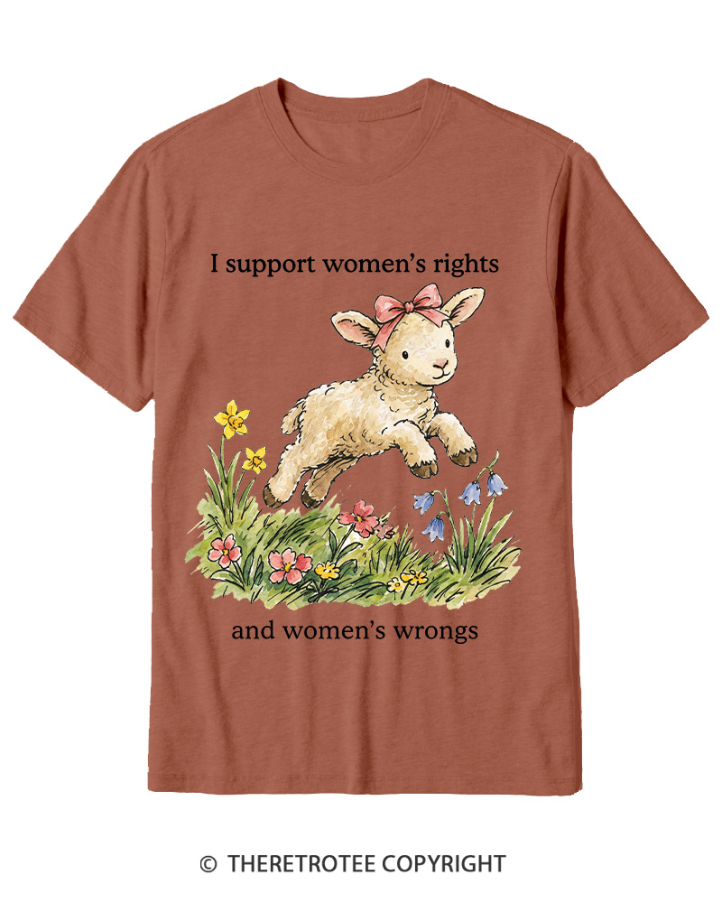 TheRetroTee I Support Women's Rights And Wrongs 1970s Cotton T-Shirt
