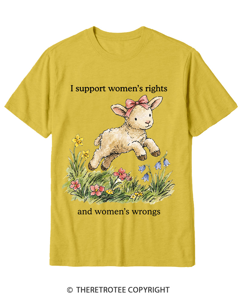 TheRetroTee I Support Women's Rights And Wrongs 1970s Cotton T-Shirt