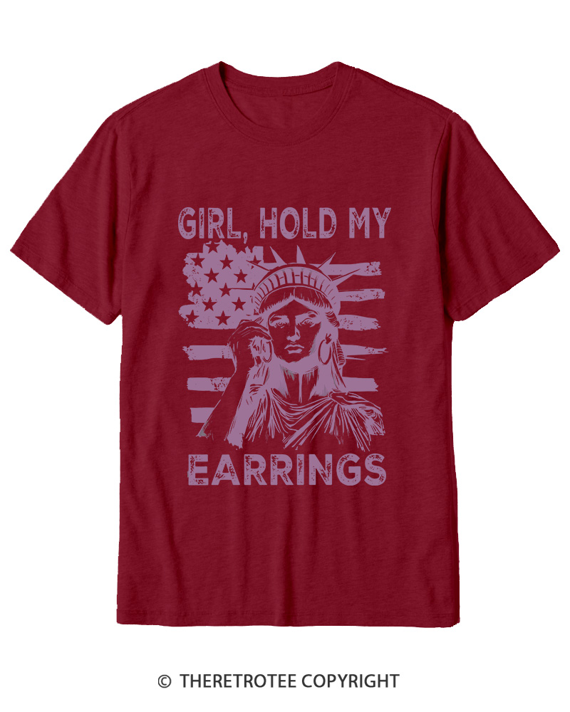 TheRetroTee Girl, Hold My Earrings 1886 Cotton T-Shirt