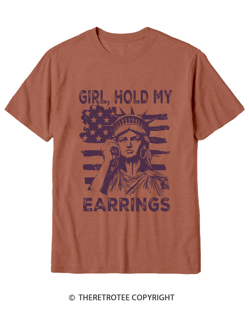 TheRetroTee Girl, Hold My Earrings 1886 Cotton T-Shirt