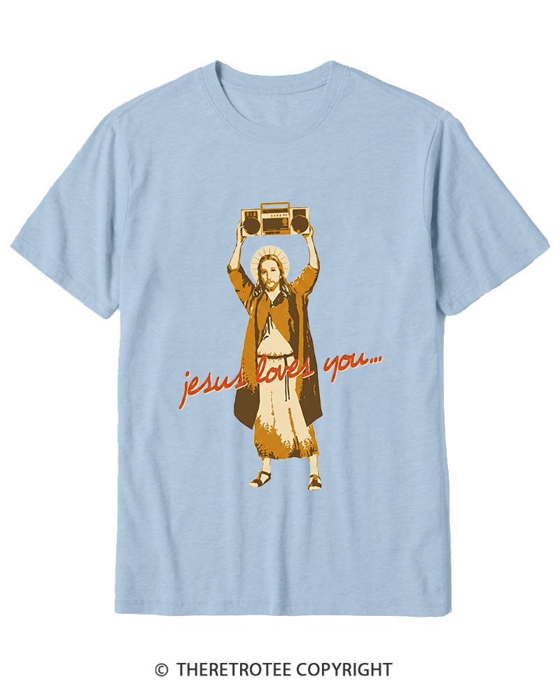 TheRetroTee Jesus Loves You Vintage Graphic Cotton T-Shirt