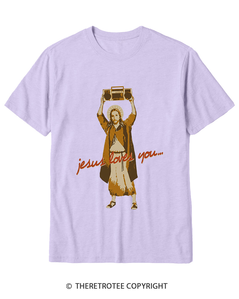 TheRetroTee Jesus Loves You Vintage Graphic Cotton T-Shirt