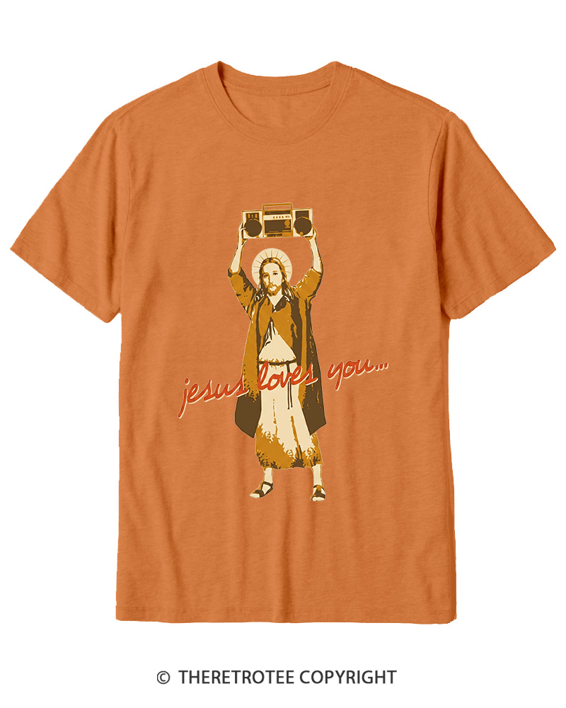 TheRetroTee Jesus Loves You Vintage Graphic Cotton T-Shirt