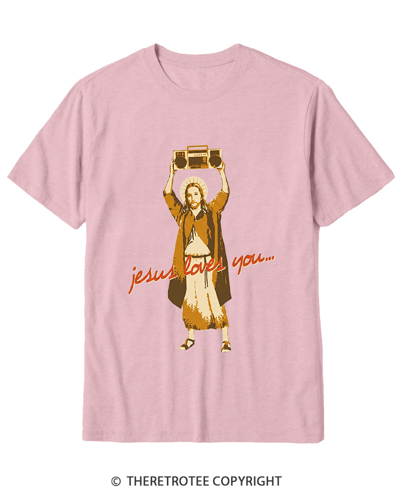 TheRetroTee Jesus Loves You Vintage Graphic Cotton T-Shirt