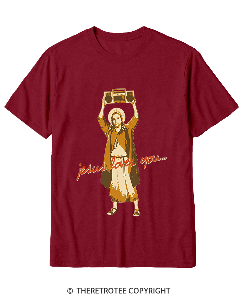 TheRetroTee Jesus Loves You Vintage Graphic Cotton T-Shirt