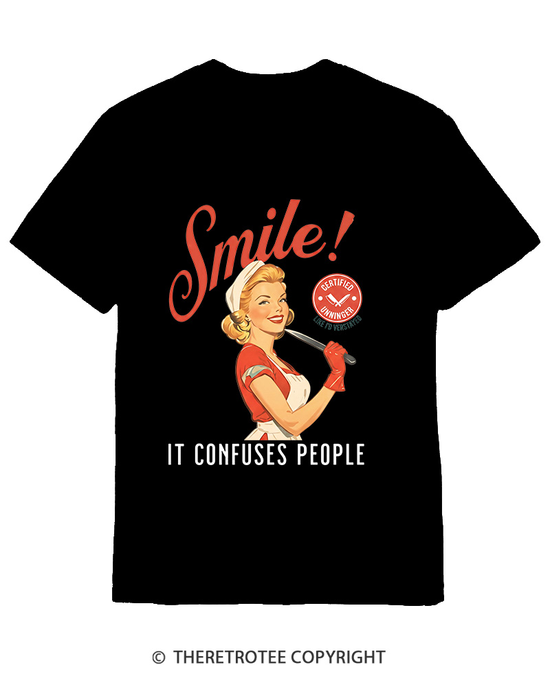 TheRetroTee Smile! It Confuses People 1950s Cotton T-Shirt