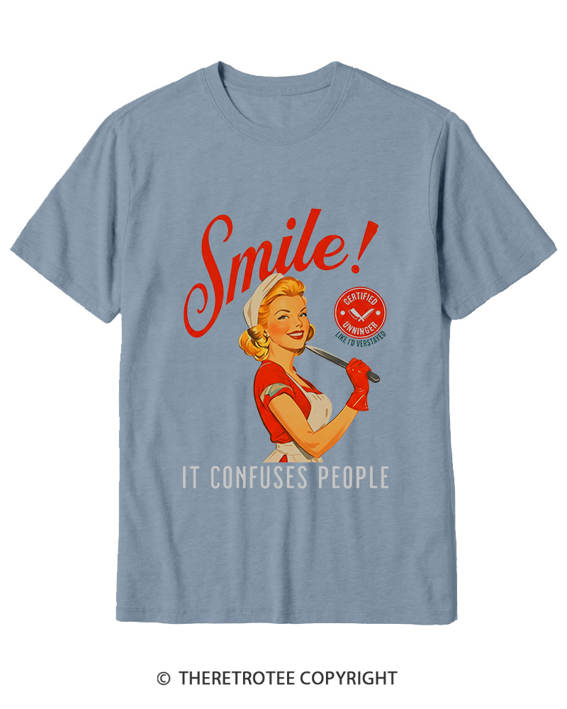 TheRetroTee Smile! It Confuses People 1950s Cotton T-Shirt