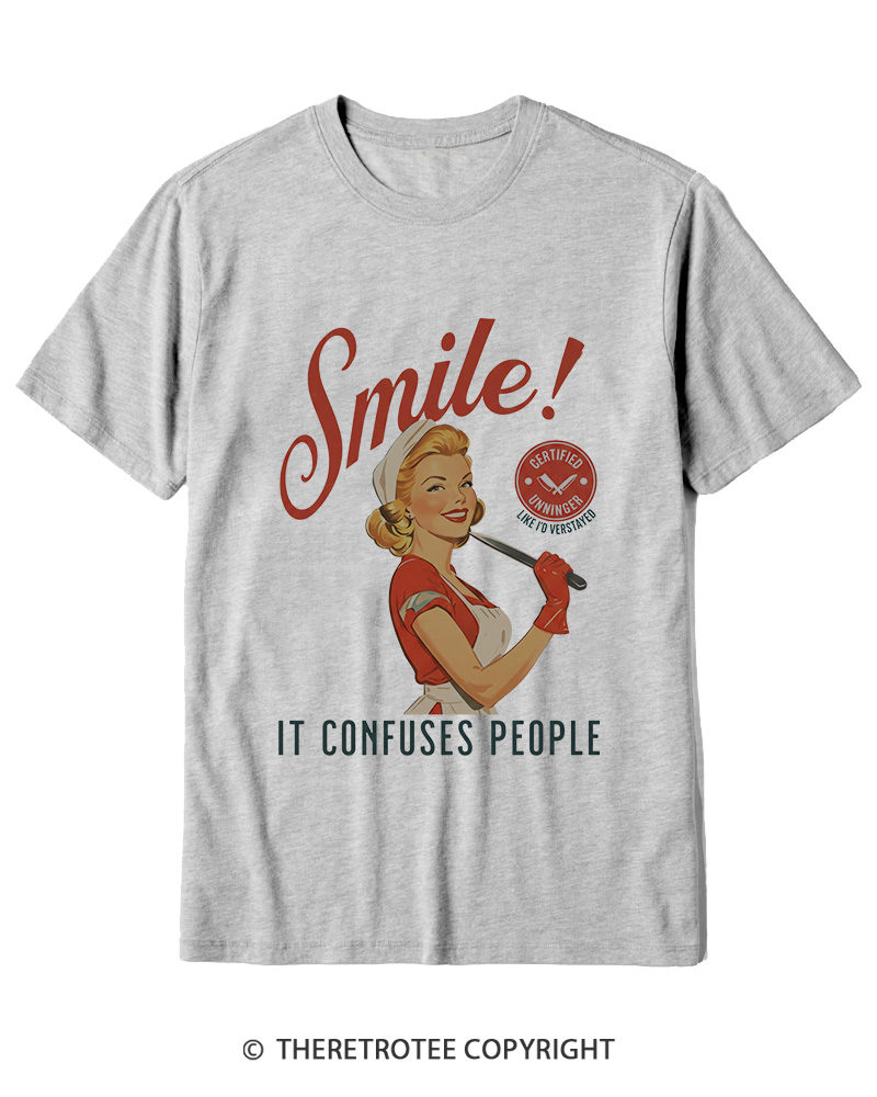 TheRetroTee Smile! It Confuses People 1950s Cotton T-Shirt