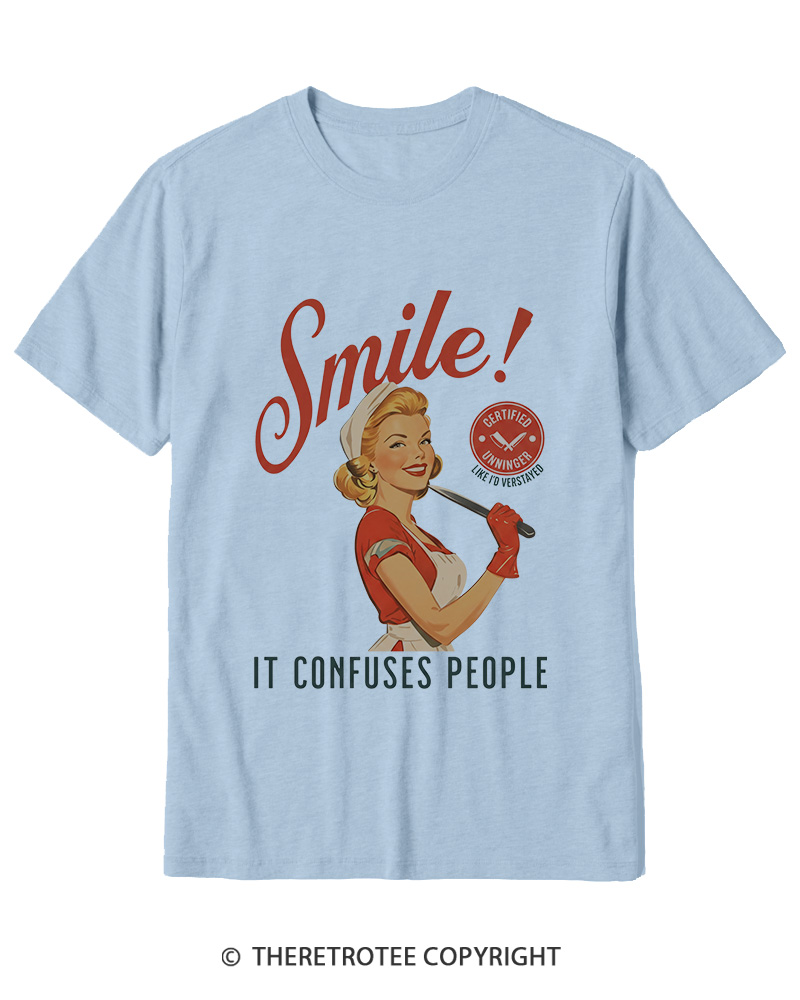 TheRetroTee Smile! It Confuses People 1950s Cotton T-Shirt