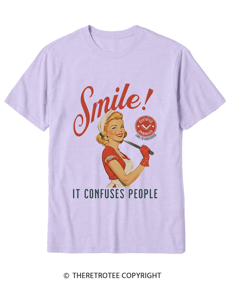 TheRetroTee Smile! It Confuses People 1950s Cotton T-Shirt