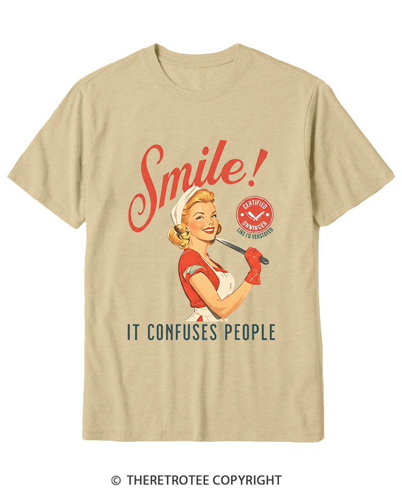 TheRetroTee Smile! It Confuses People 1950s Cotton T-Shirt
