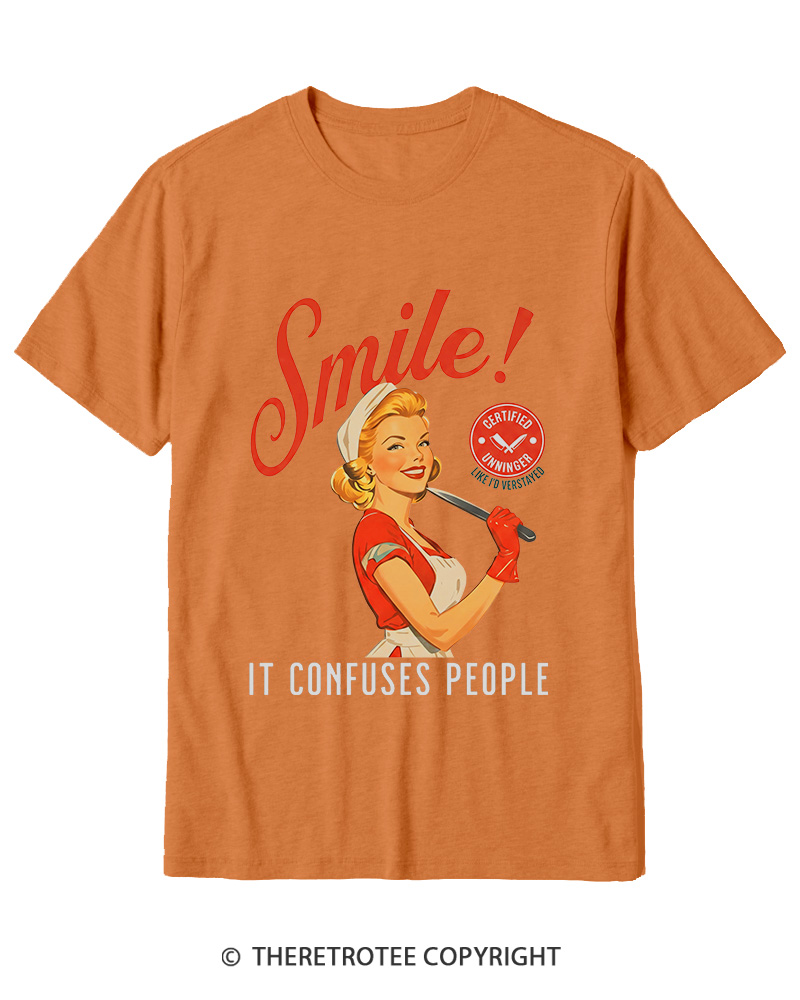TheRetroTee Smile! It Confuses People 1950s Cotton T-Shirt