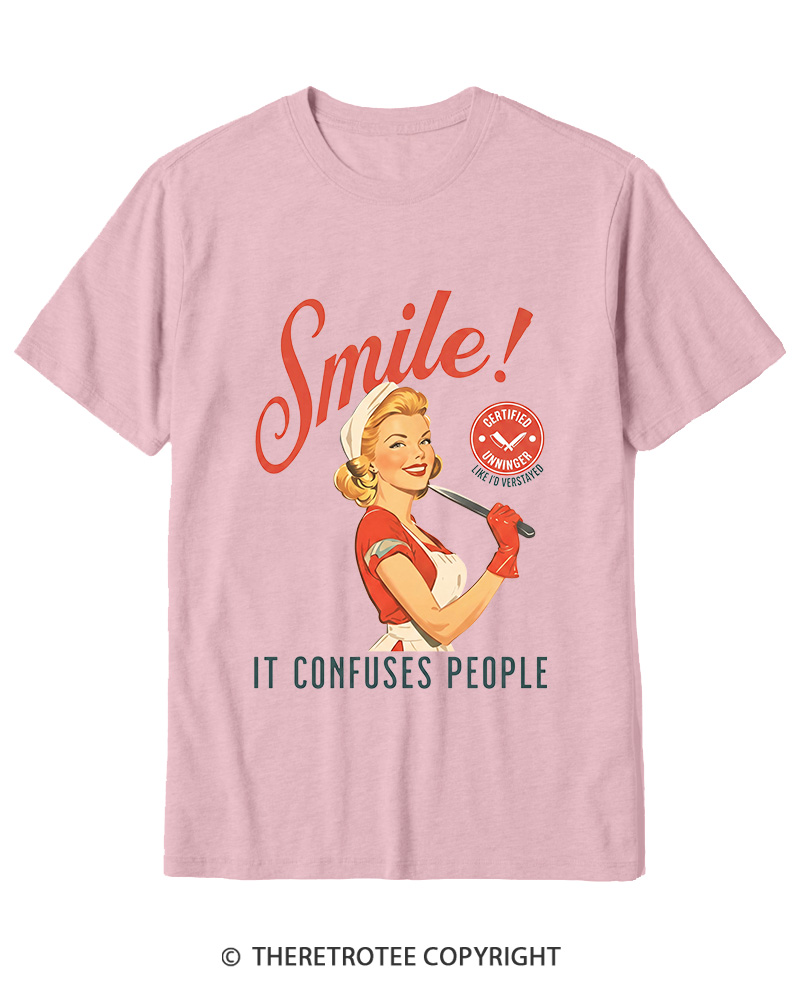 TheRetroTee Smile! It Confuses People 1950s Cotton T-Shirt