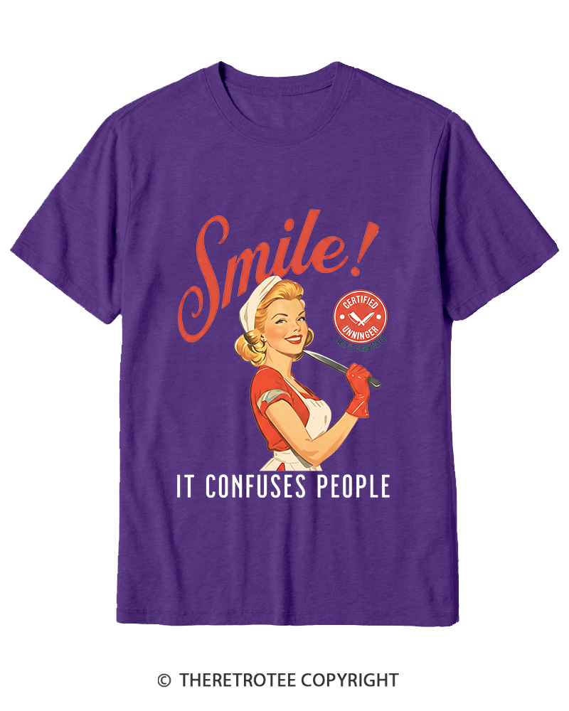 TheRetroTee Smile! It Confuses People 1950s Cotton T-Shirt