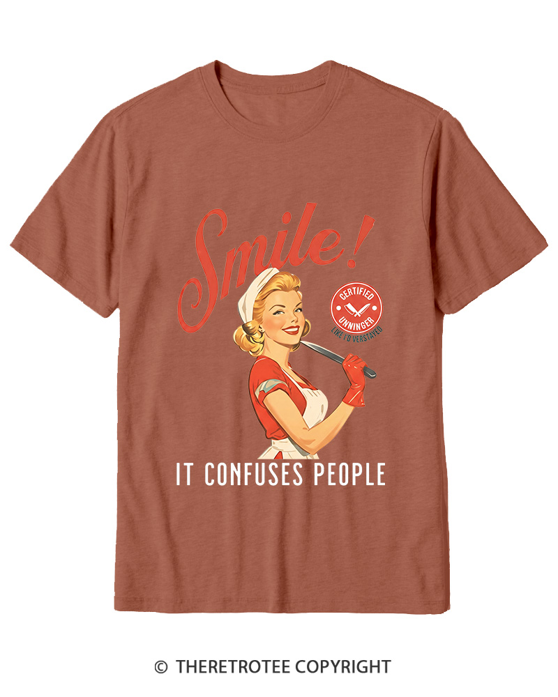 TheRetroTee Smile! It Confuses People 1950s Cotton T-Shirt