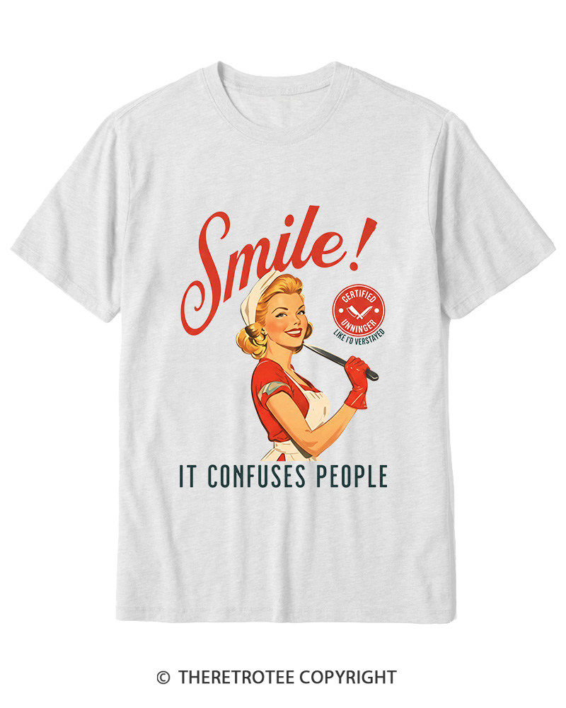 TheRetroTee Smile! It Confuses People 1950s Cotton T-Shirt