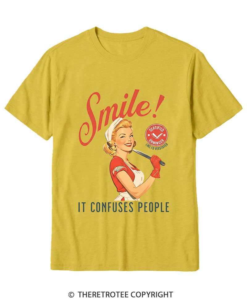 TheRetroTee Smile! It Confuses People 1950s Cotton T-Shirt