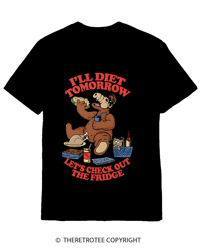 TheRetroTee I'll Diet Tomorrow Poster 1980s Cotton T-Shirt