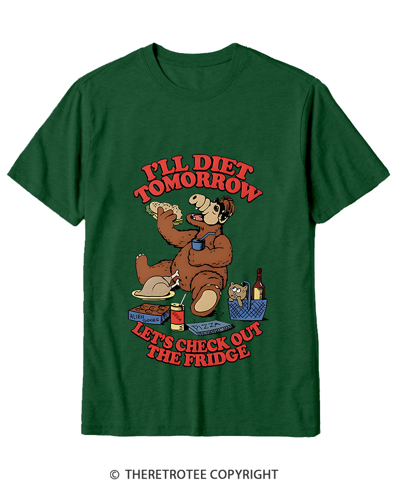 TheRetroTee I'll Diet Tomorrow Poster 1980s Cotton T-Shirt
